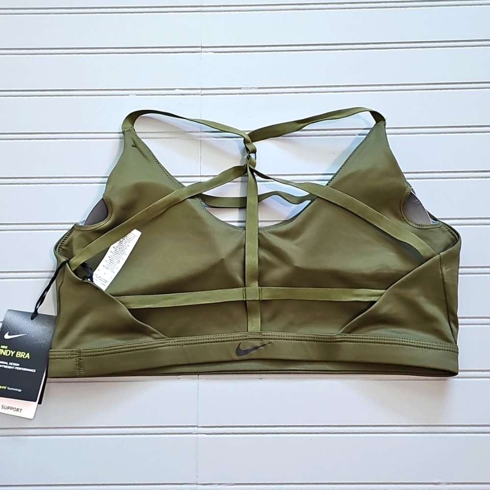 New Nike Indy Strappy Back Sports Bra XL Green